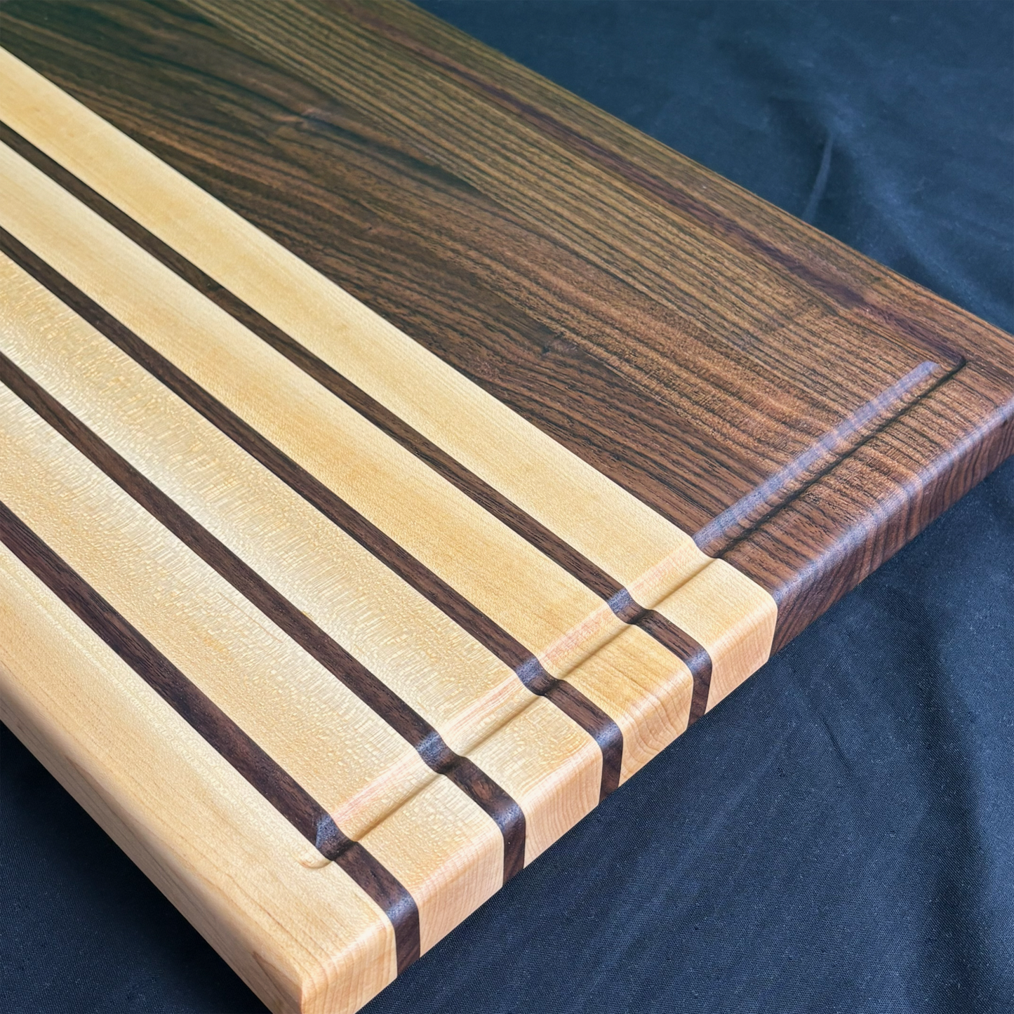 Walnut Maple Stripped Edge Grain Cutting Board - Handmade Hardwood