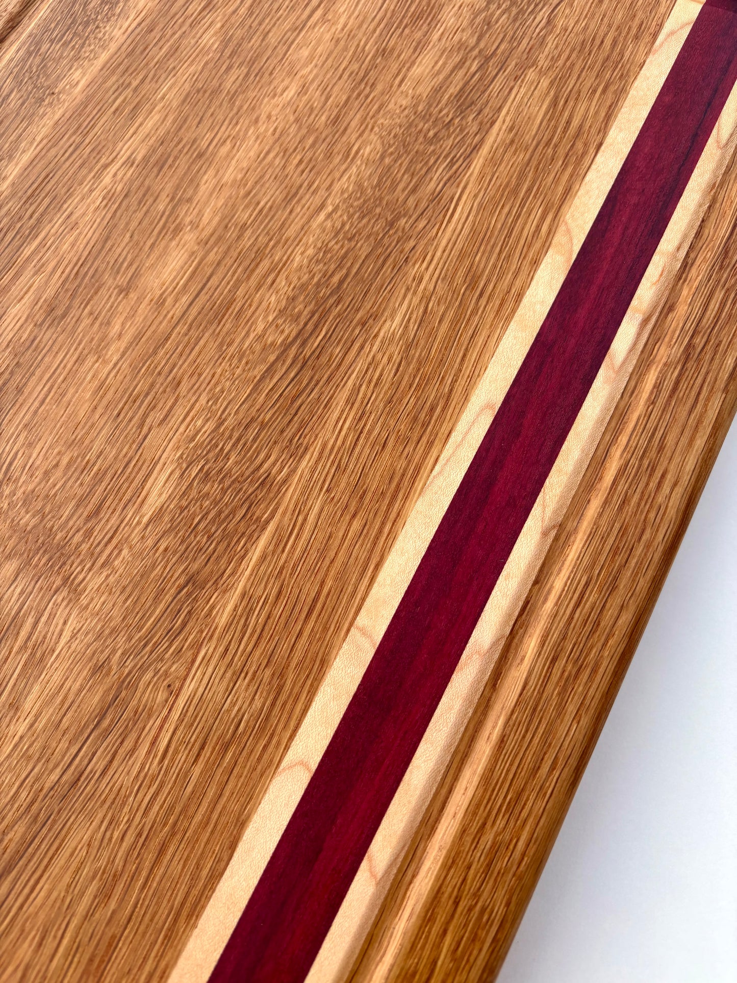 Ready to ship - Oak, maple and purple heart cutting board