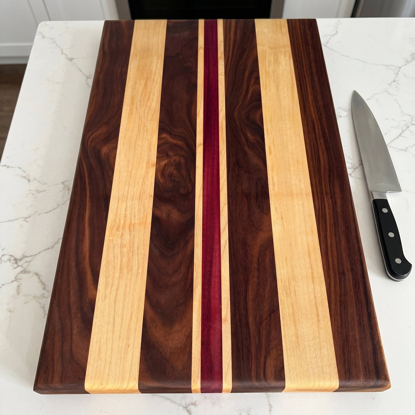 Walnut, Maple and Purpleheart Cutting Board