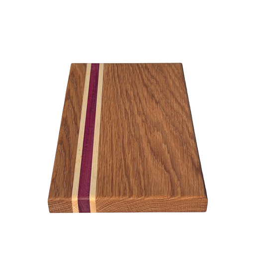 White oak, maple and purple heart edge grain board