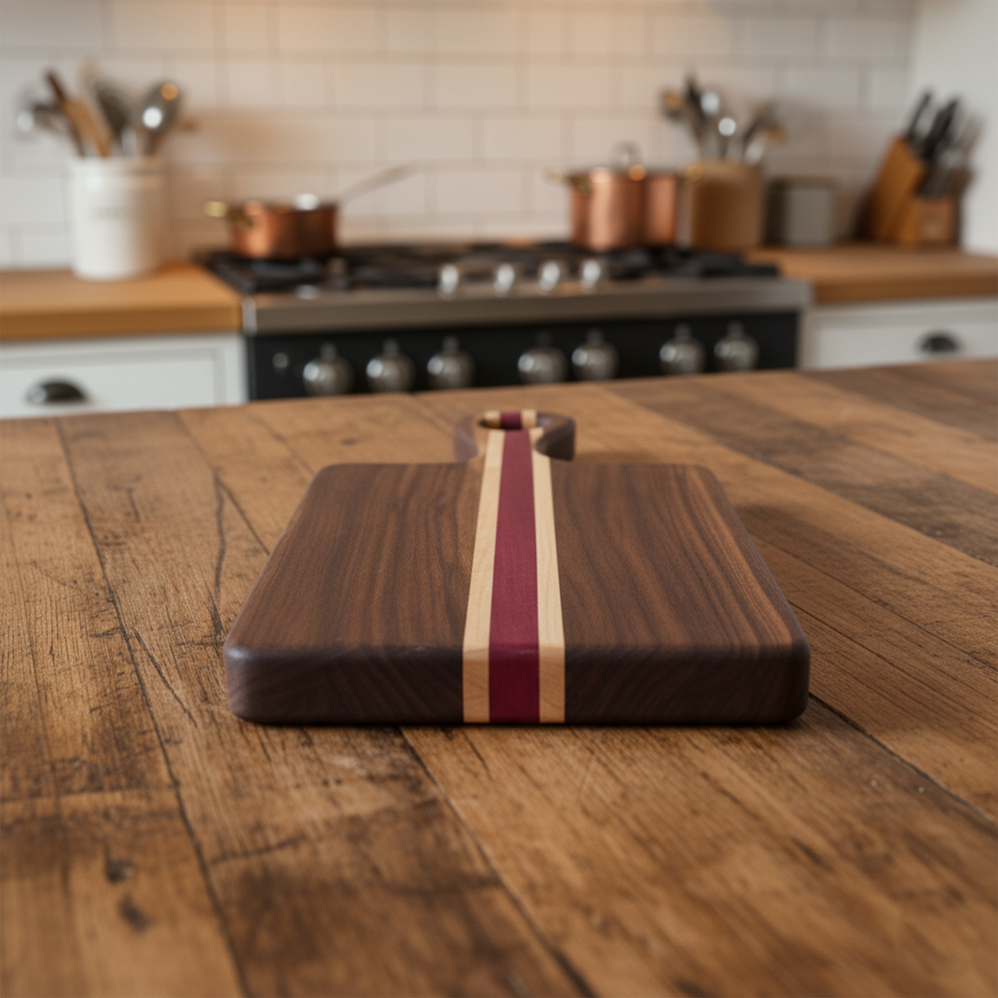 Handmade Walnut, Maple, Purpleheart Charcuterie Board