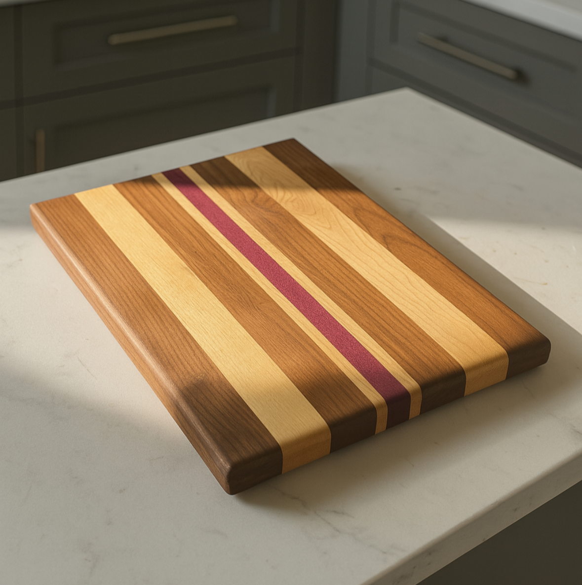 Walnut, Maple & Purpleheart Cutting Board – Handmade Chopping Board