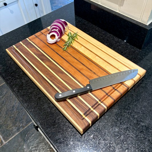 Walnut, Cherry and Maple Striped Edge-Grain Cutting Board