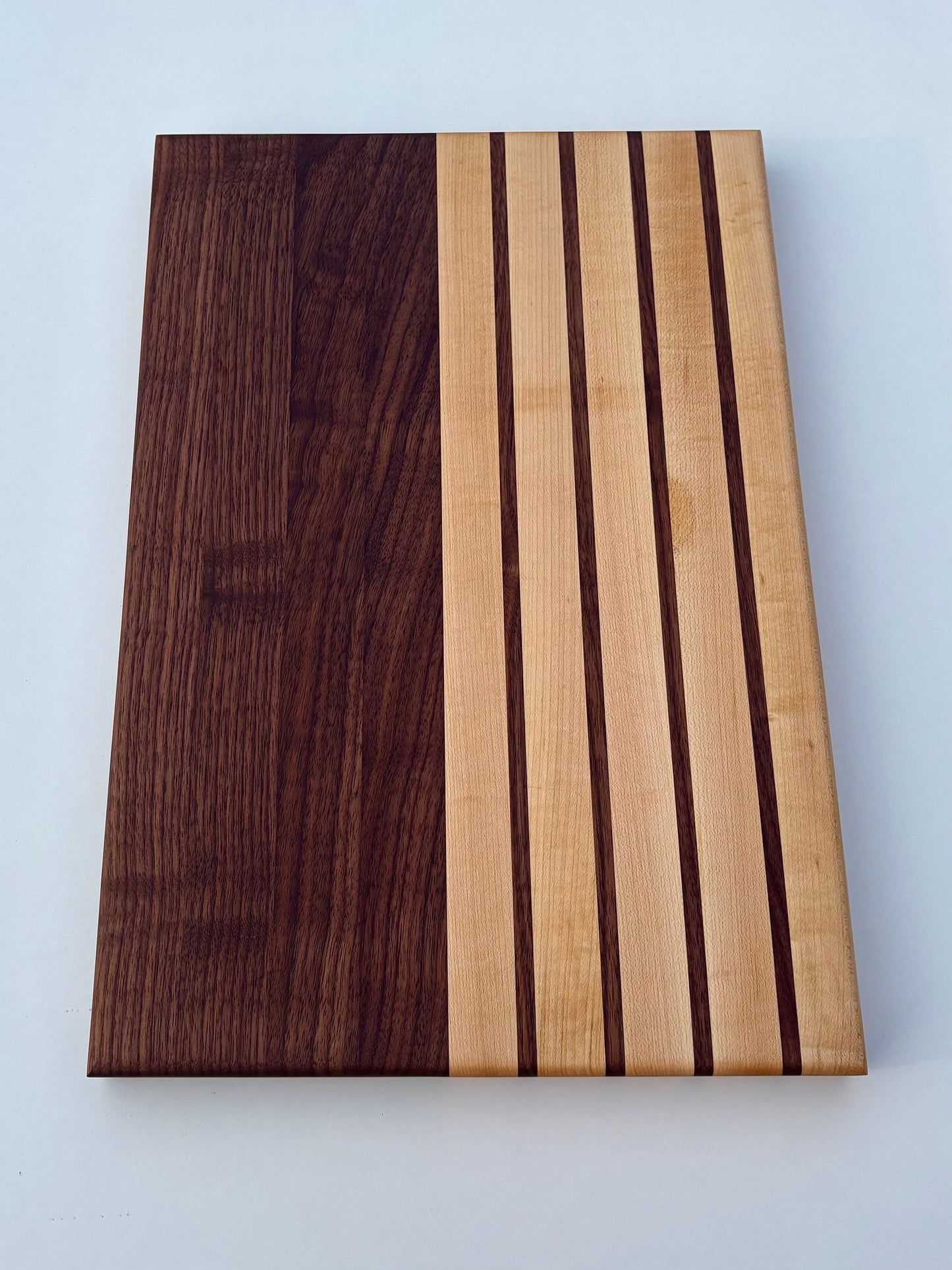Ready to ship - Walnut and maple stripped cutting board