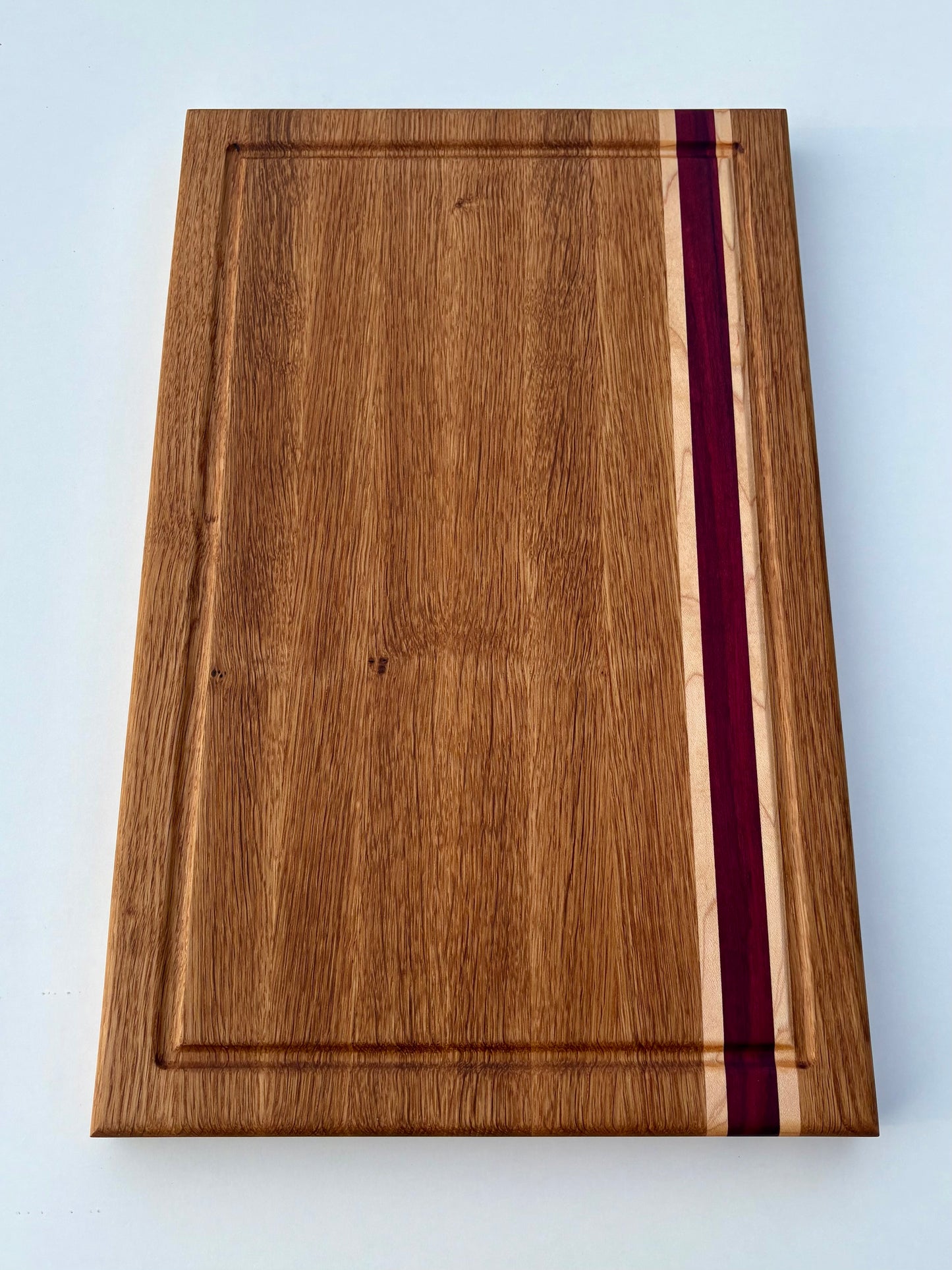 Ready to ship - Oak, maple and purple heart cutting board