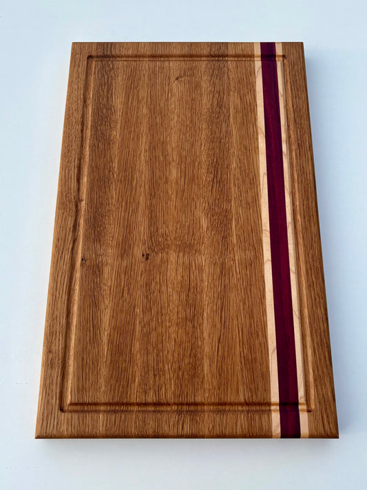 Ready to ship - Oak, maple and purple heart cutting board