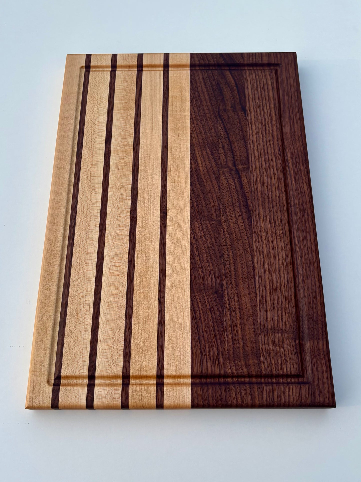 Ready to ship - Walnut and maple stripped cutting board