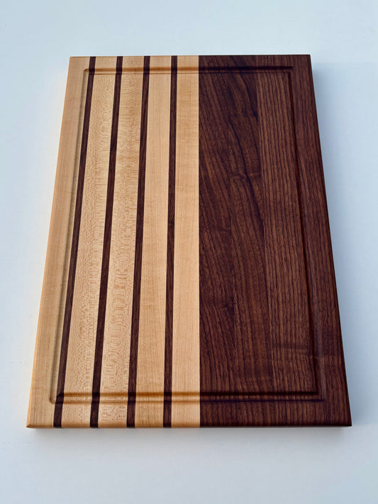 Ready to ship - Walnut and maple stripped cutting board