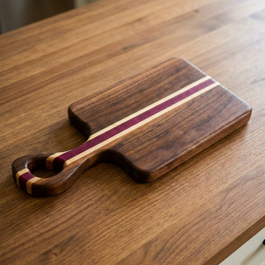 Handmade Walnut, Maple, Purpleheart Charcuterie Board