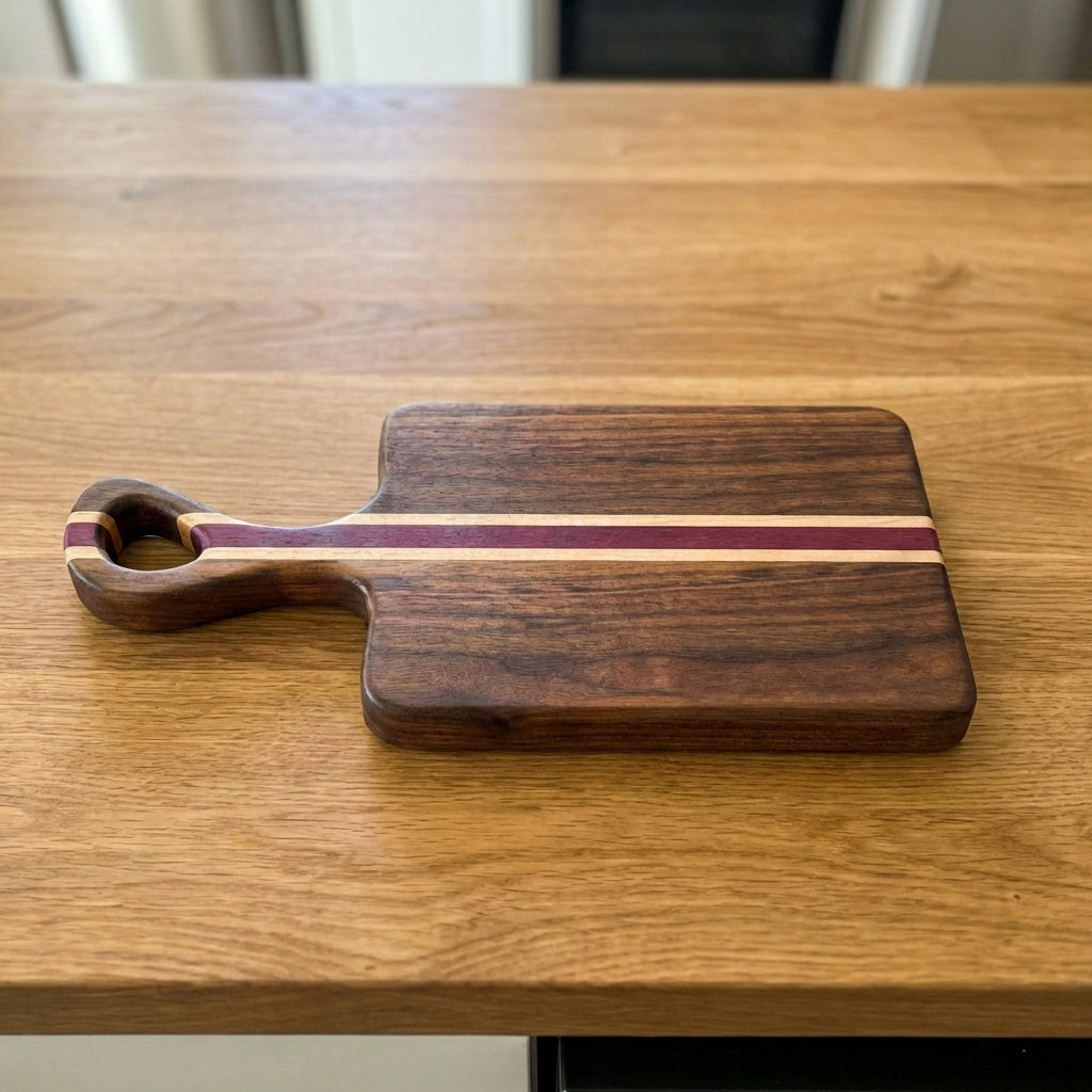 Handmade Walnut, Maple, Purpleheart Charcuterie Board