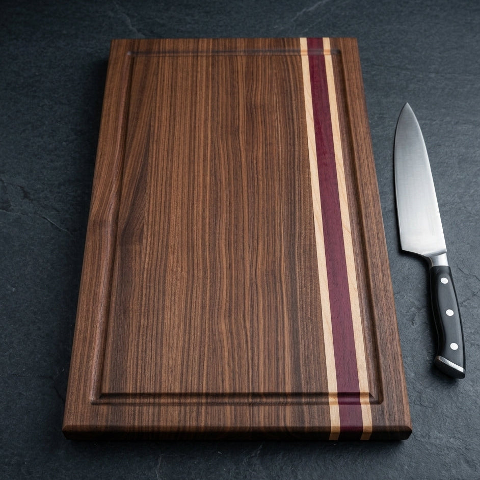 Walnut, Maple and Purpleheart Cutting Board