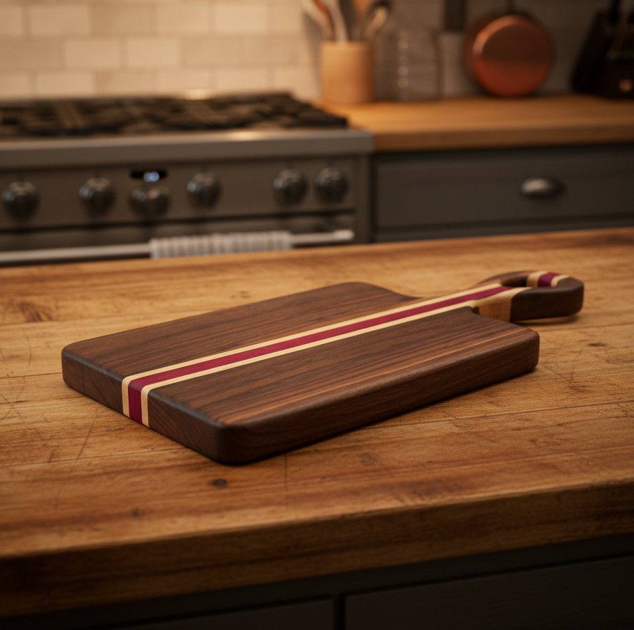 Handmade Walnut, Maple, Purpleheart Charcuterie Board