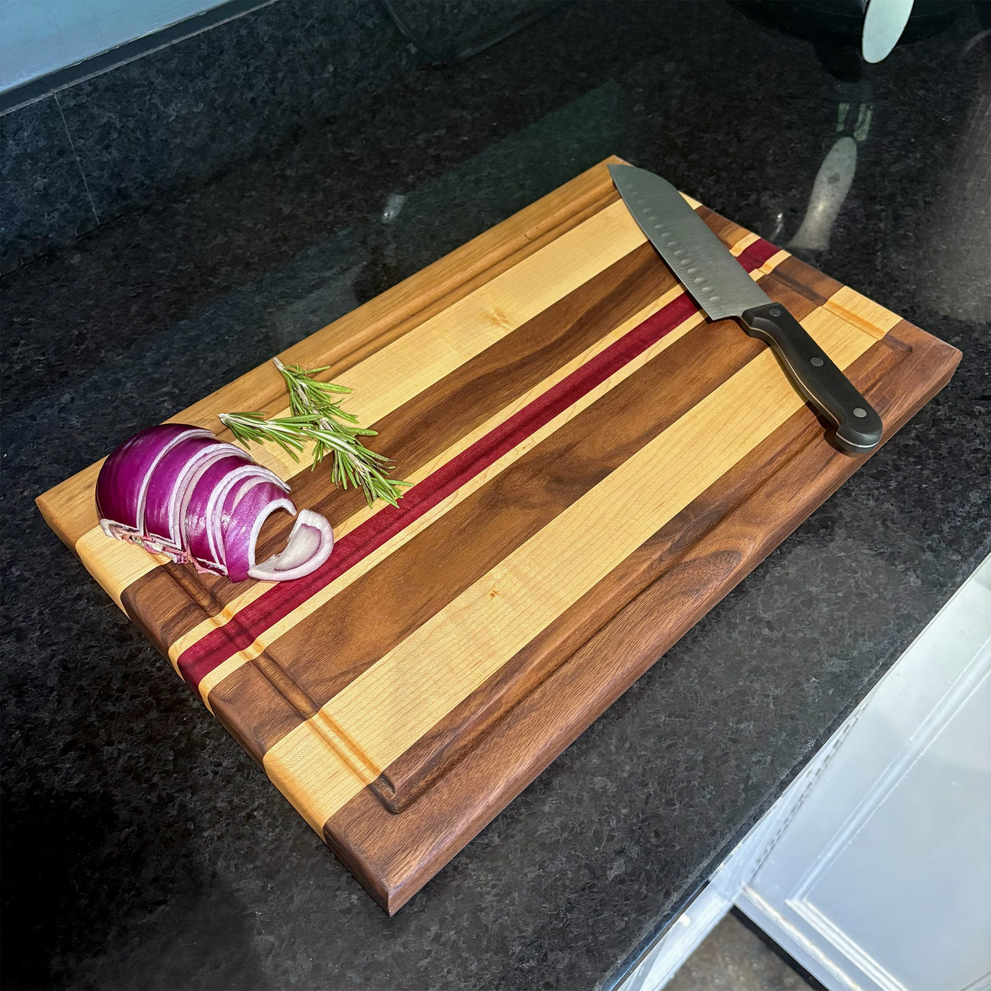 Walnut, Maple and Purpleheart Edge-Grain Cutting Board