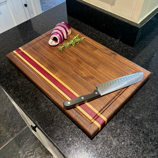 Walnut, Maple and Purpleheart Edge-Grain Cutting Board