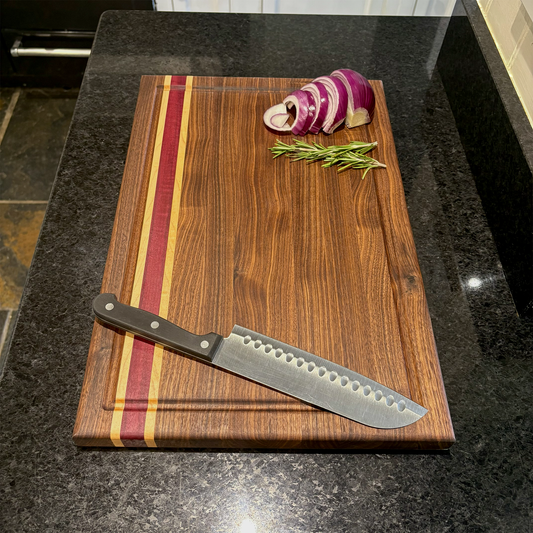 Walnut, Maple and Purpleheart Edge-Grain Cutting Board