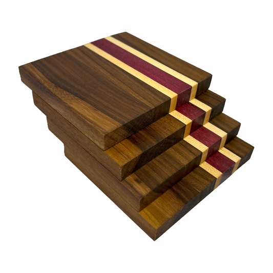 Hardwood Purple heart, Walnut and Maple Coaster set