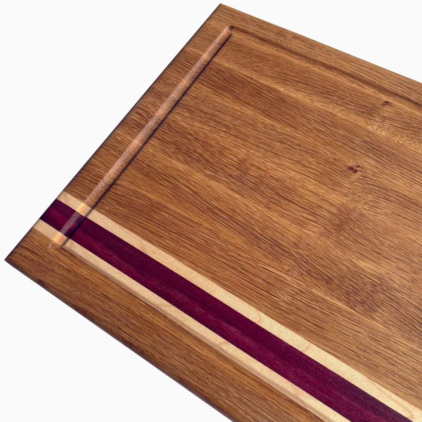 White oak, Maple and Purple Heart Edge Grain  Cutting Board