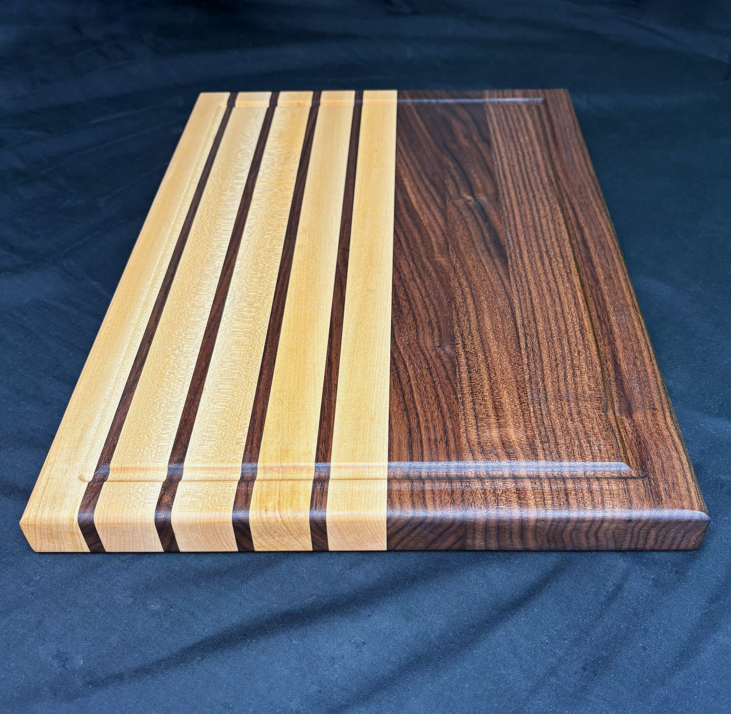 Walnut Maple Stripped Edge Grain Cutting Board - Handmade Hardwood
