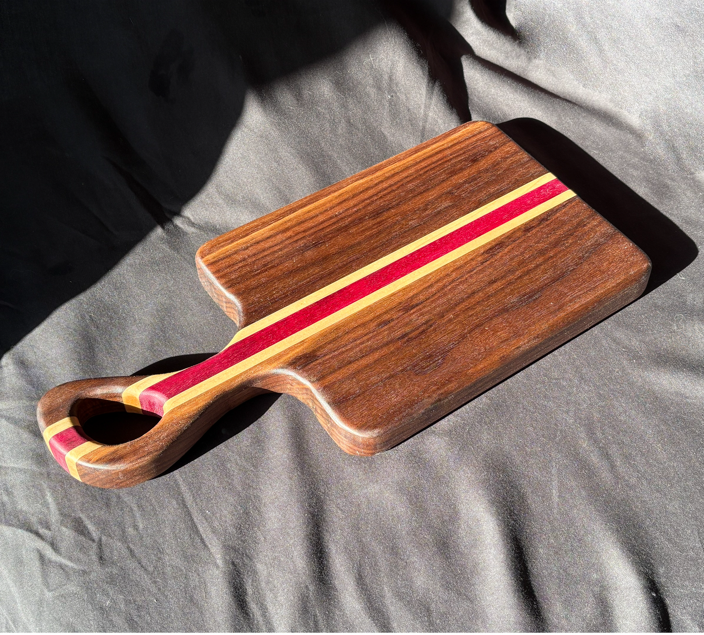 Handmade Walnut, Maple, Purpleheart Charcuterie Board