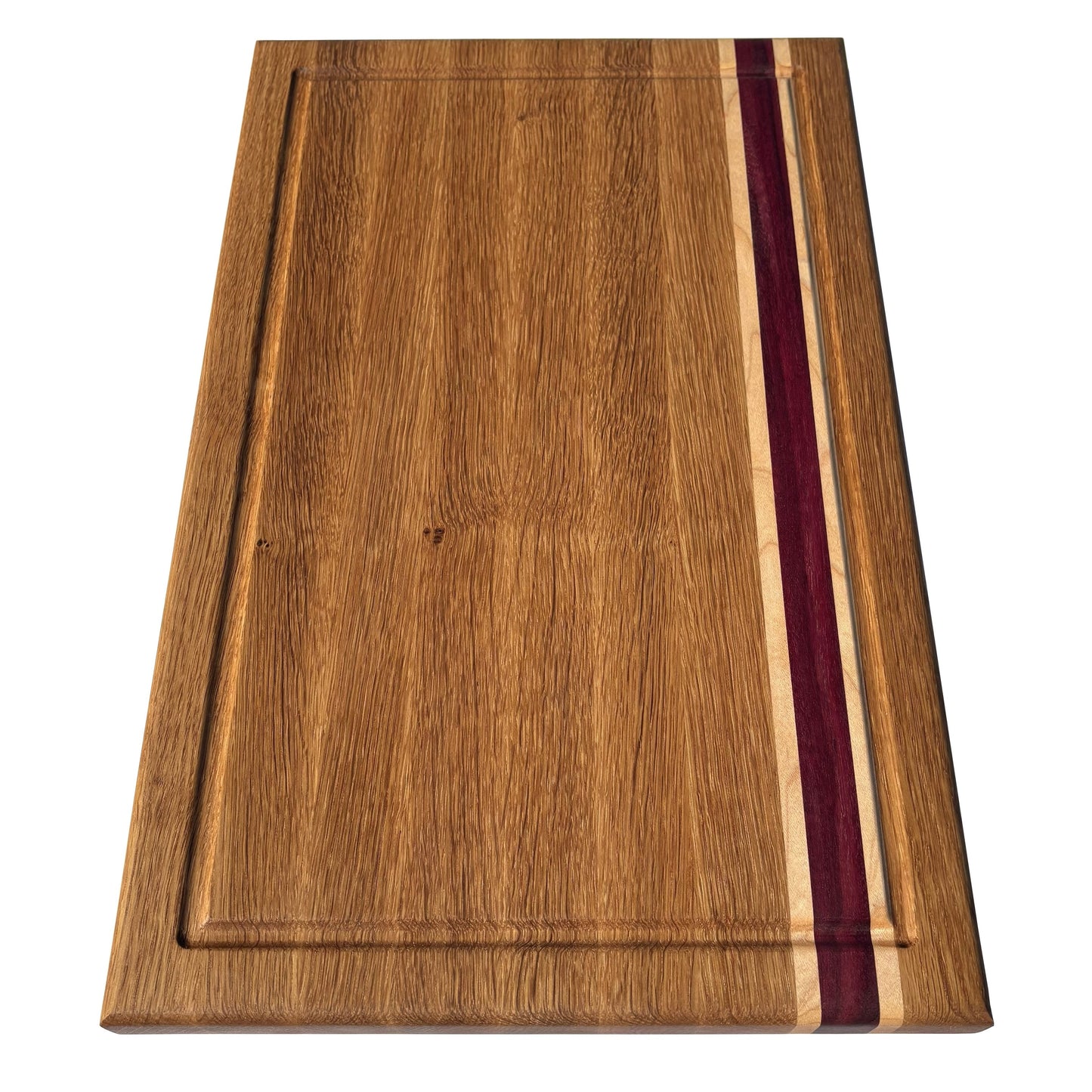 White oak, Maple and Purple Heart Edge Grain  Cutting Board