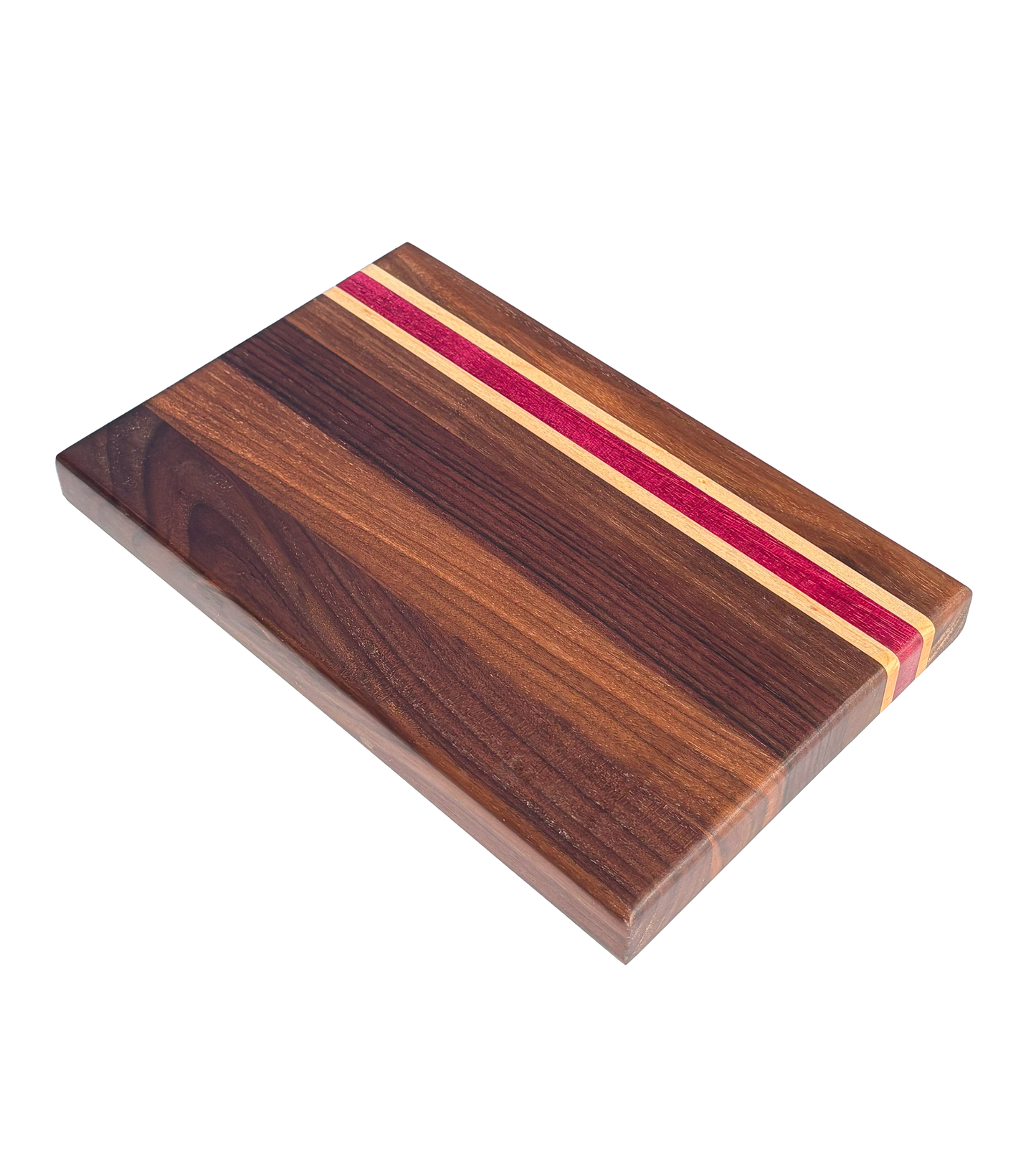 Walnut, Maple & Purpleheart Edge Grain Cutting Board – Handmade Wooden Chopping Board
