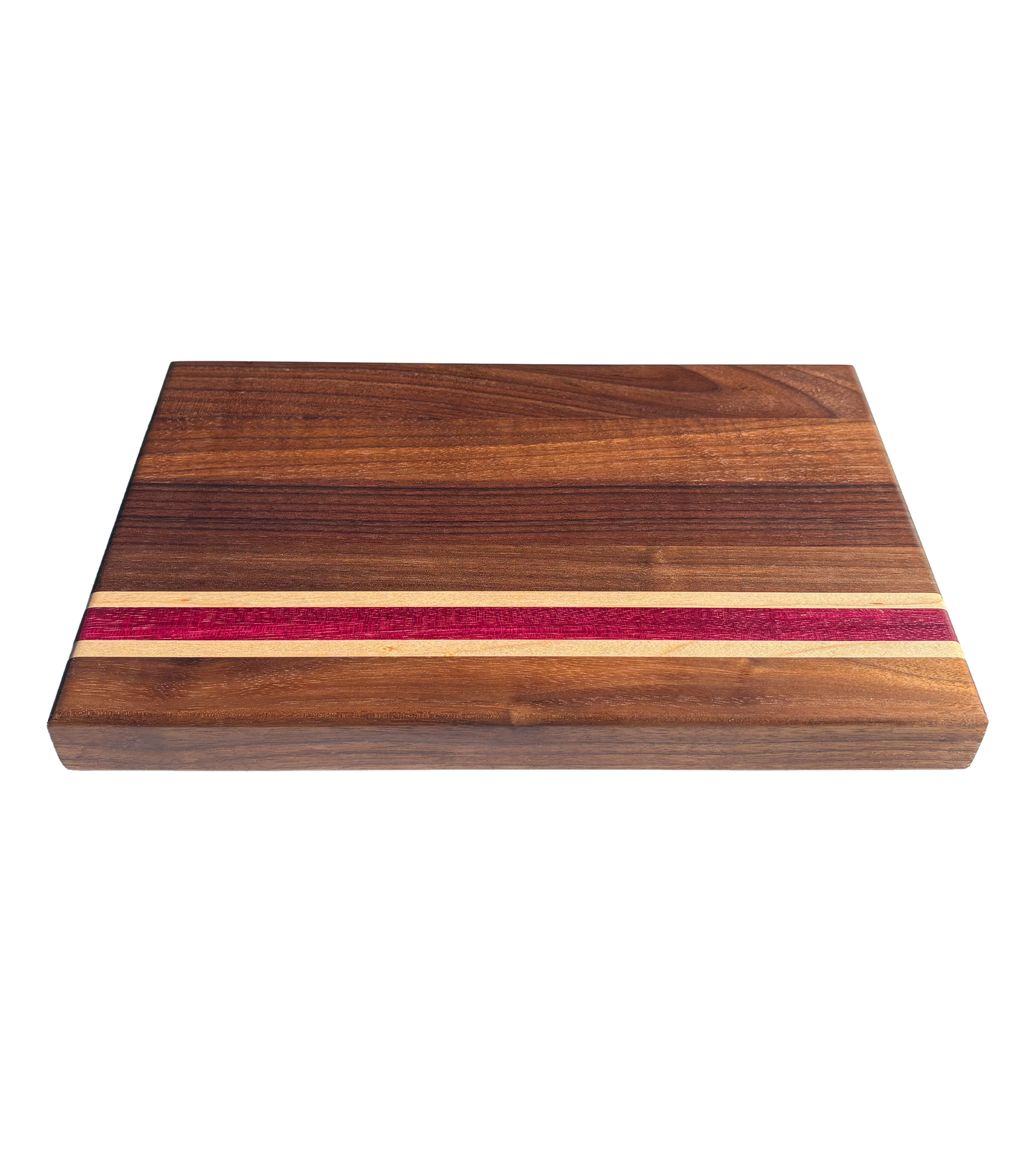 Walnut, Maple & Purpleheart Edge Grain Cutting Board – Handmade Wooden Chopping Board