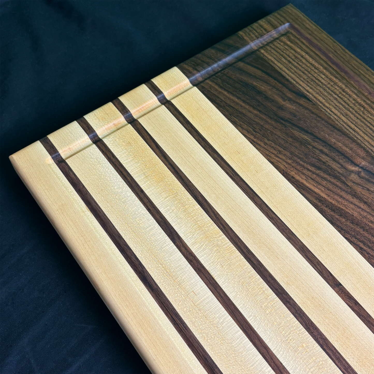 Walnut Maple Stripped Edge Grain Cutting Board - Handmade Hardwood
