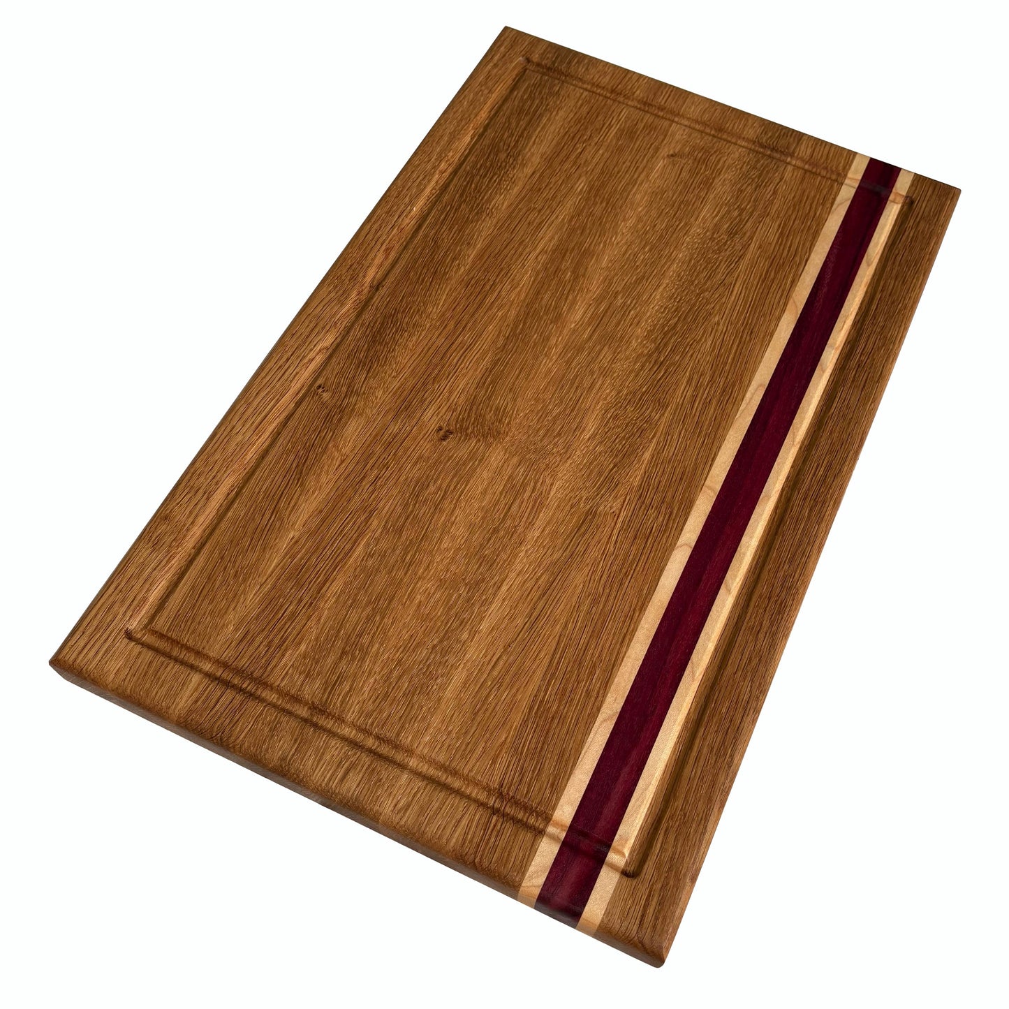 White oak, Maple and Purple Heart Edge Grain  Cutting Board