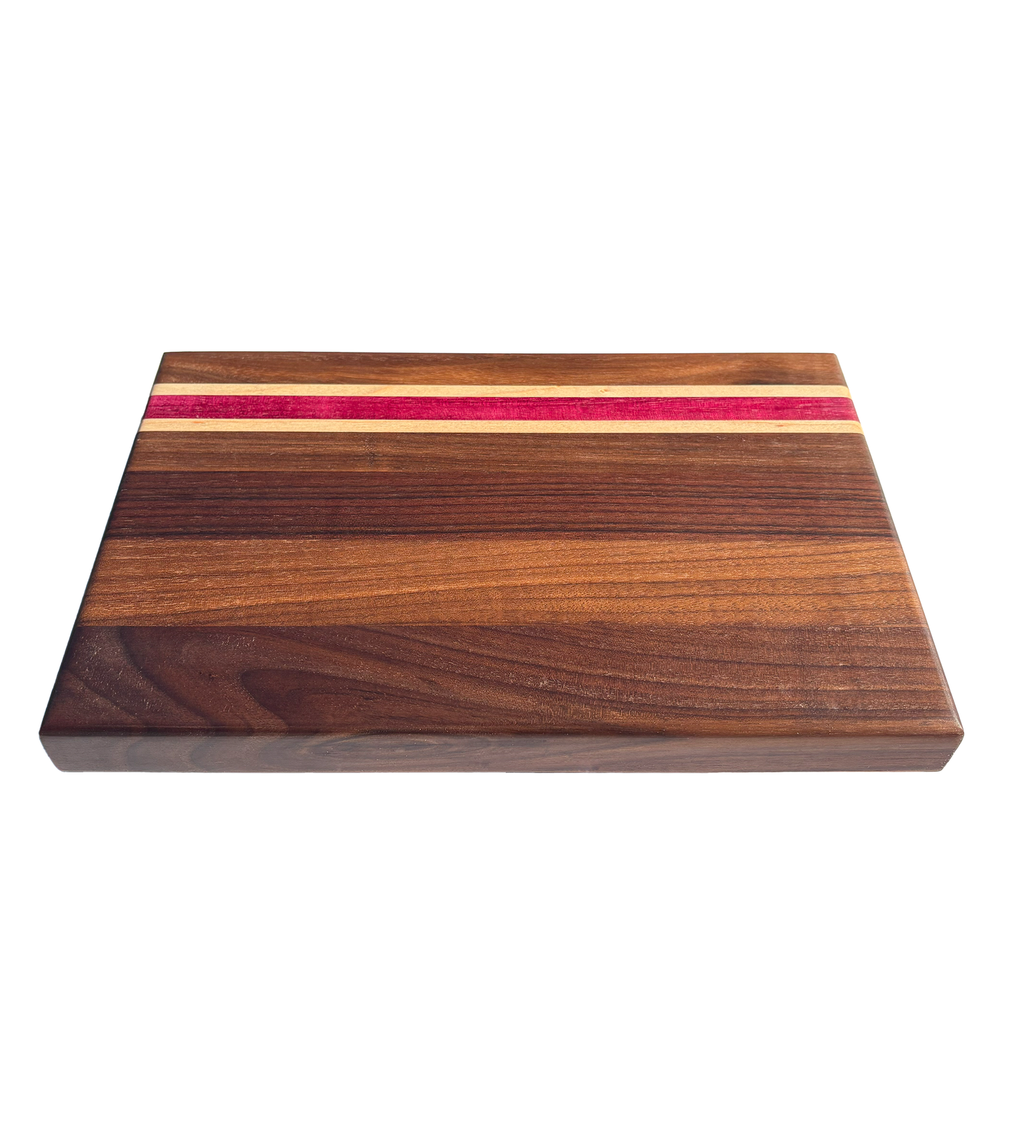 Walnut, Maple & Purpleheart Edge Grain Cutting Board – Handmade Wooden Chopping Board