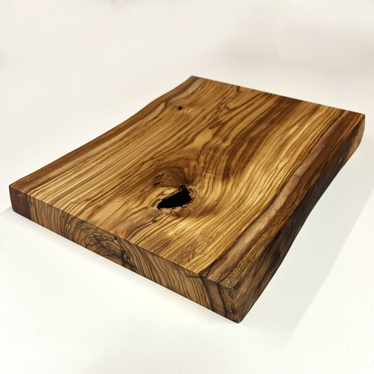 Live Edge Olive Wood Cutting Board – 38 × 28–30 cm