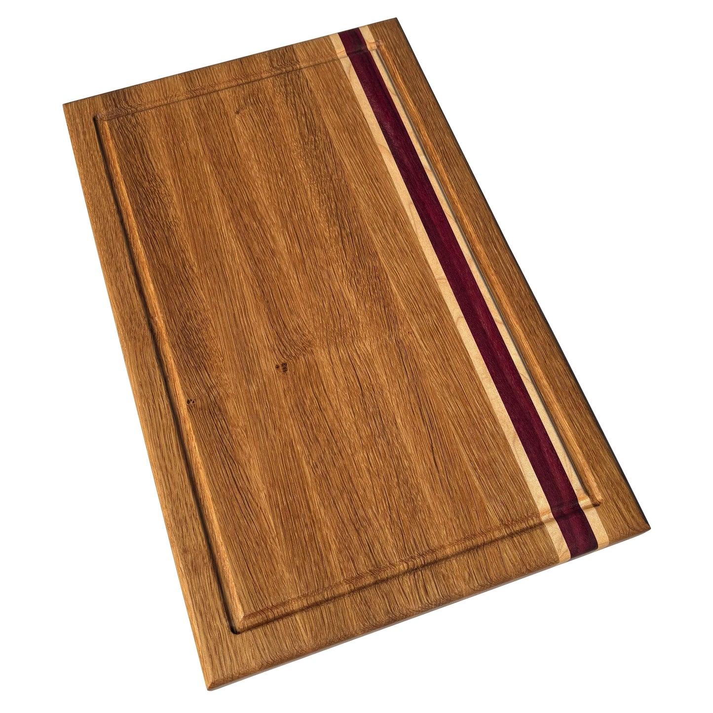 White oak, Maple and Purple Heart Edge Grain  Cutting Board