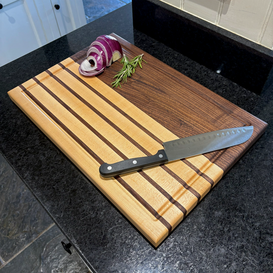 Walnut and Maple Striped Edge-Grain Cutting Board