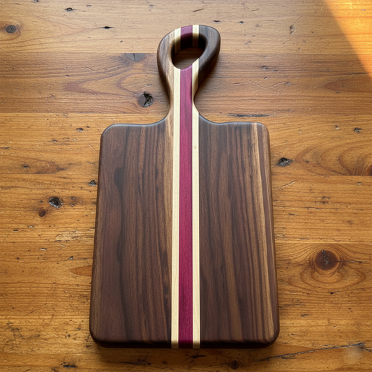 Handmade Walnut, Maple, Purpleheart Charcuterie Board