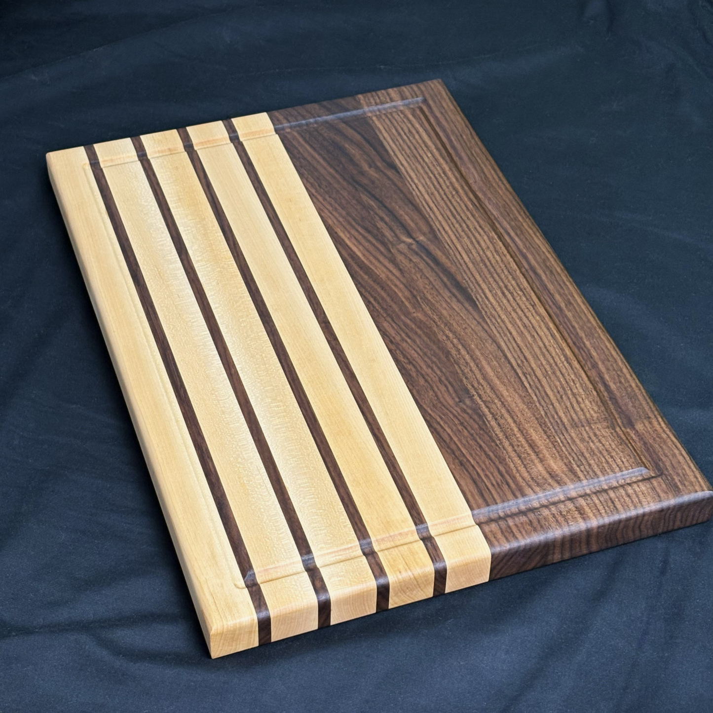 Walnut Maple Stripped Edge Grain Cutting Board - Handmade Hardwood