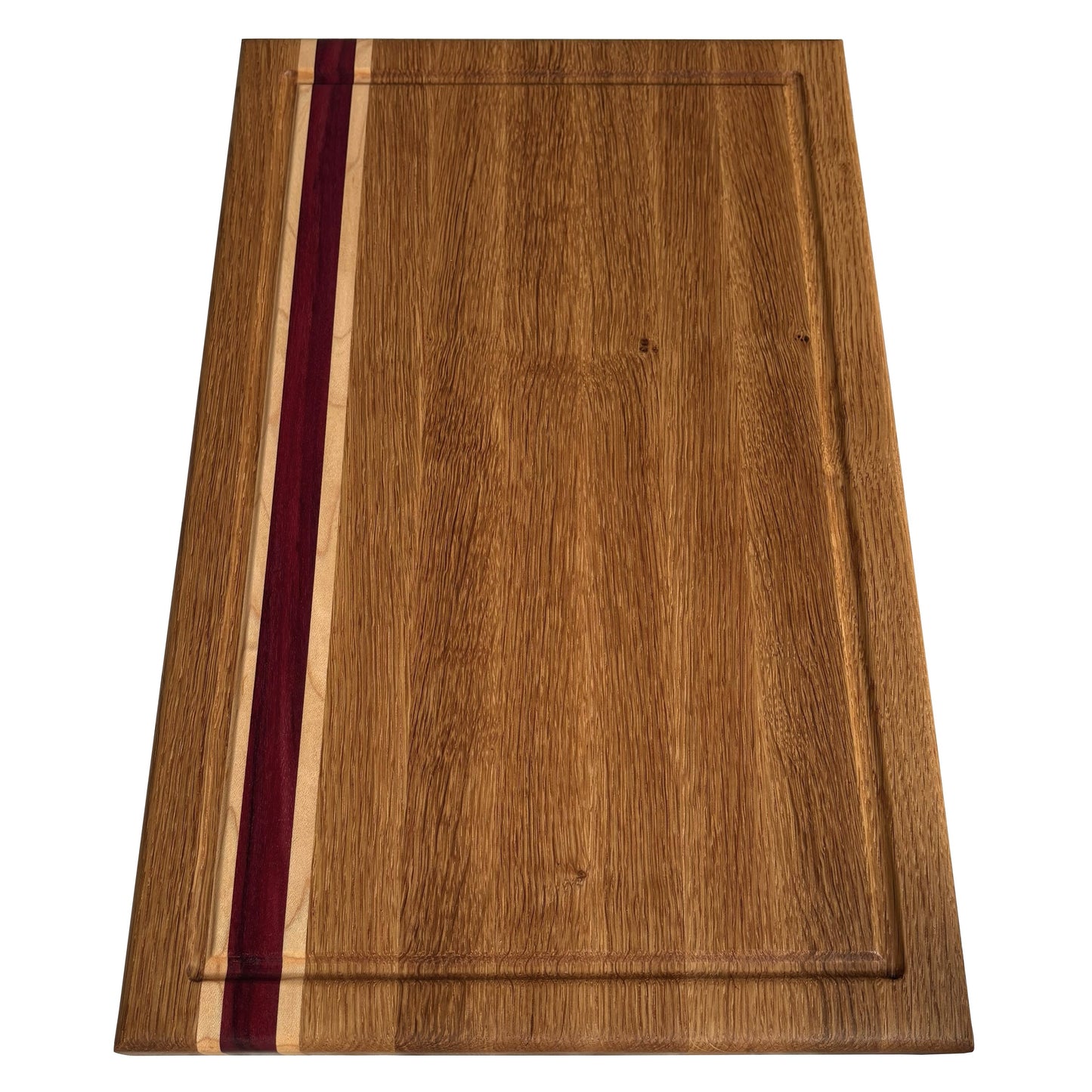 White oak, Maple and Purple Heart Edge Grain  Cutting Board