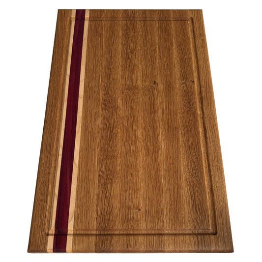 White oak, Maple and Purple Heart Edge Grain  Cutting Board