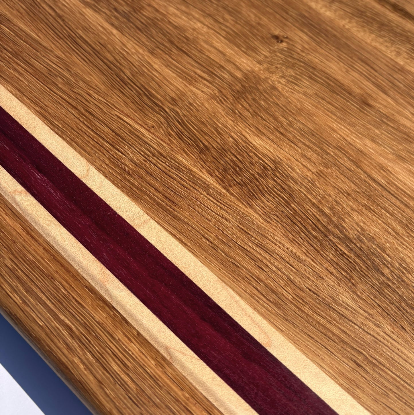 White oak, Maple and Purple Heart Edge Grain  Cutting Board