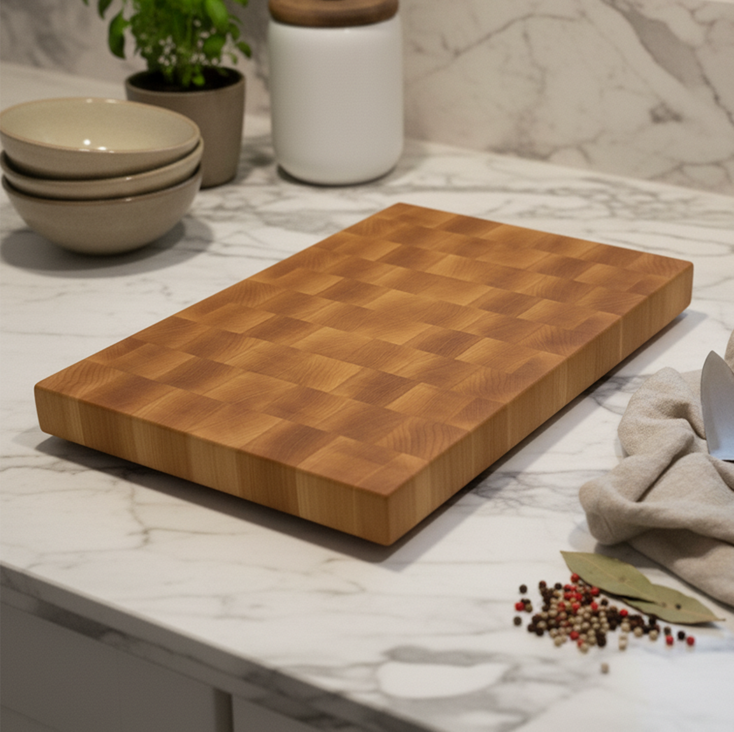 Maple End Grain Cutting Board – Handmade Butcher Block Style Chopping Board